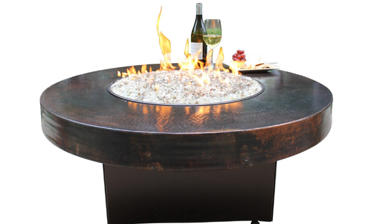 Oriflamme Gas Fire Pit Table Hammered Copper Somber