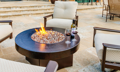Oriflamme Gas Fire Pit Table Hammered Copper Somber