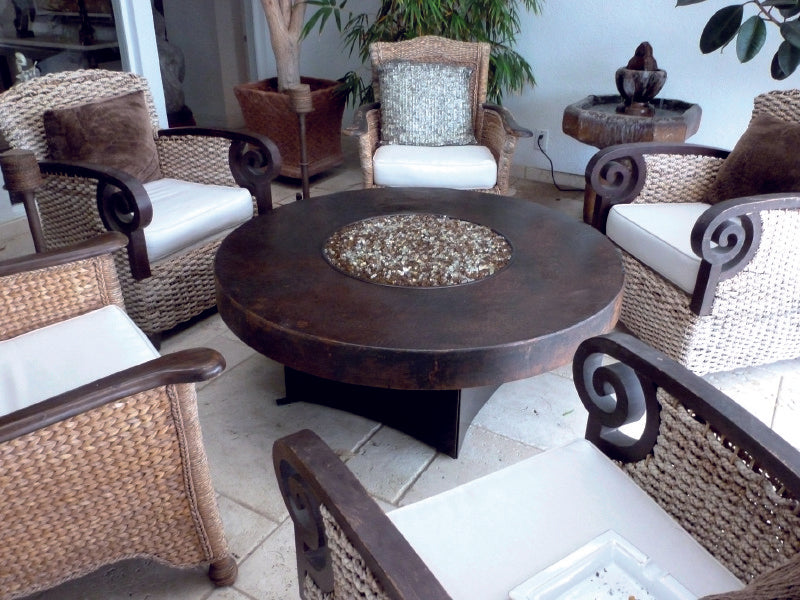 48" Round Hammered Copper Gas Fire Pit
