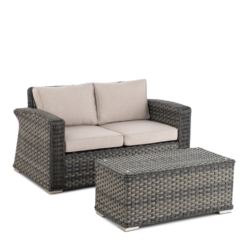 Luna Wicker Aluminum Love Seat and Coffee Table Set