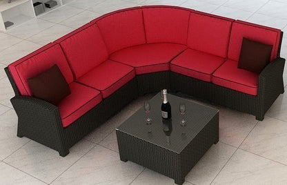 Cabo Wicker Sectional Sofa 4 Piece Set- Flagship Ruby