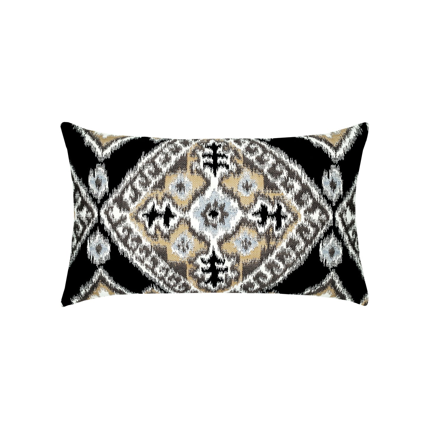 Elaine Smith Ikat Diamond Onyx, Dbl-Sided Outdoor Pillow 12" x 20"