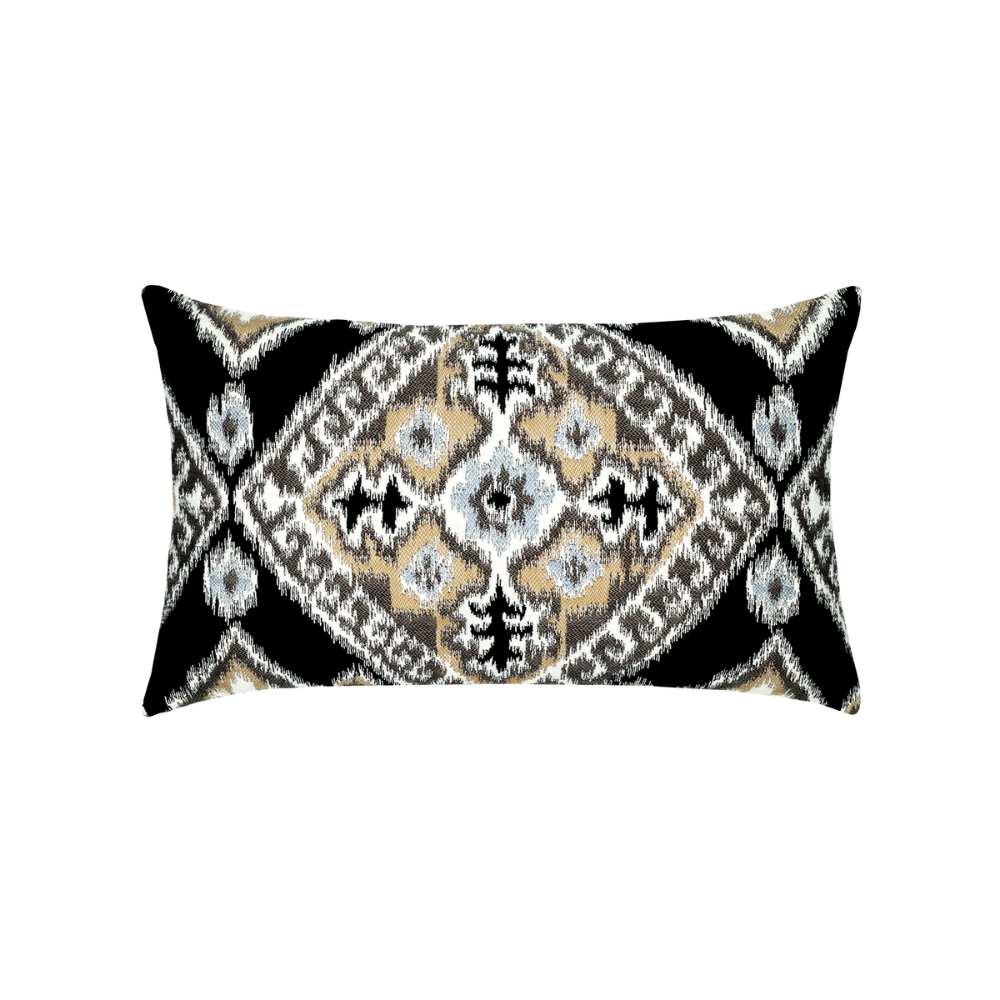 Elaine Smith Outdoor Ikat Diamond Onyx Lumbar