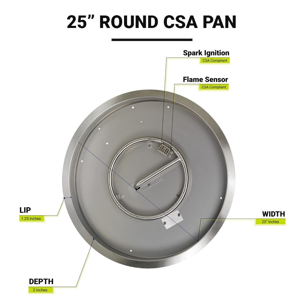 25" Round Stainless Steel Drop-in Fire Pit Pan Kit