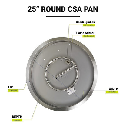 25" Round Stainless Steel Drop-in Fire Pit Pan Kit