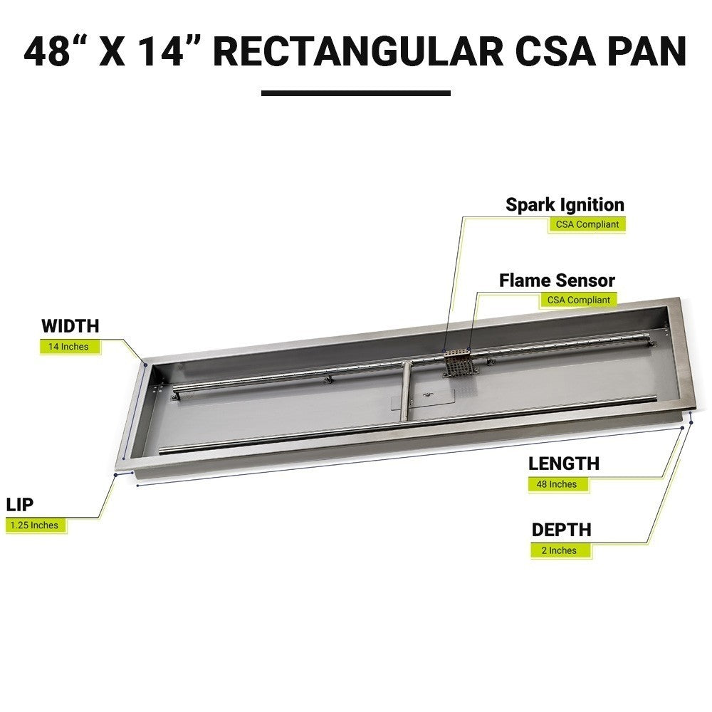 48" Stainless Steel Drop-in Fire Pit Pan Kit