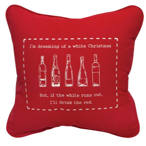 White Christmas Embroidered Indoor/Outdoor Pillow
