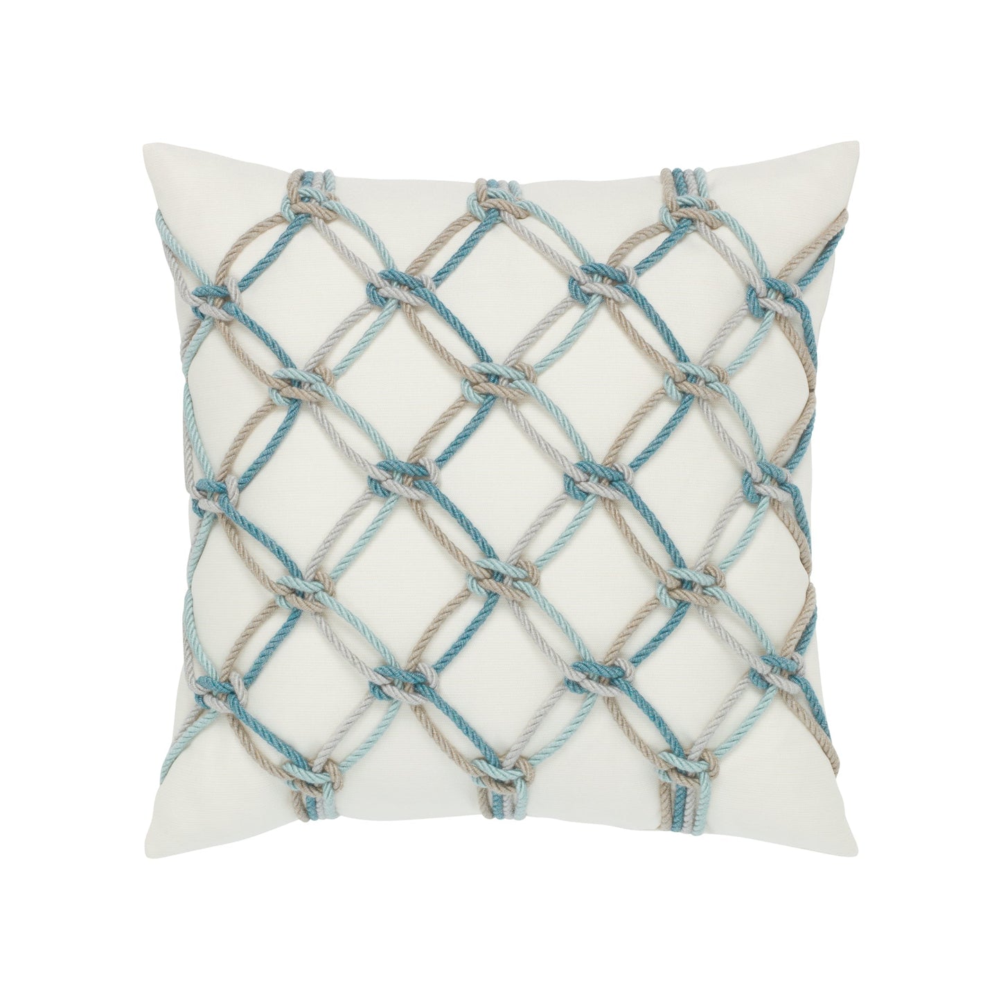 Elaine Smith Aqua Rope Outdoor Pillow 20" x 20"