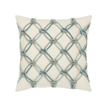 Elaine Smith Outdoor Aqua Rope Pillow