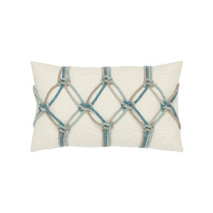 Elaine Smith Outdoor Aqua Rope Lumbar Pillow