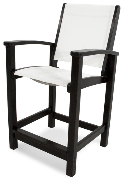 Coastal Counter Chair recycled plastic Polywood outdoor furniture black