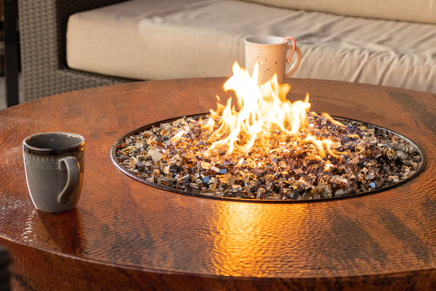 Oriflamme Gas Fire Table Hammered Copper Natural