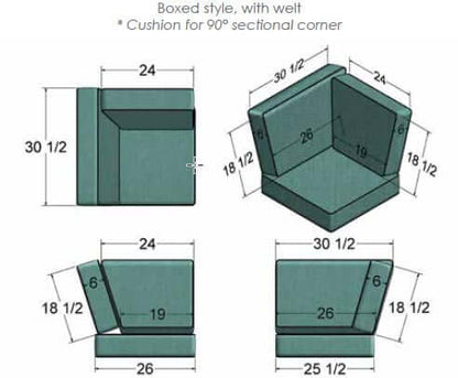 Cabo 90 degree Sectional Corner Replacement Cushions