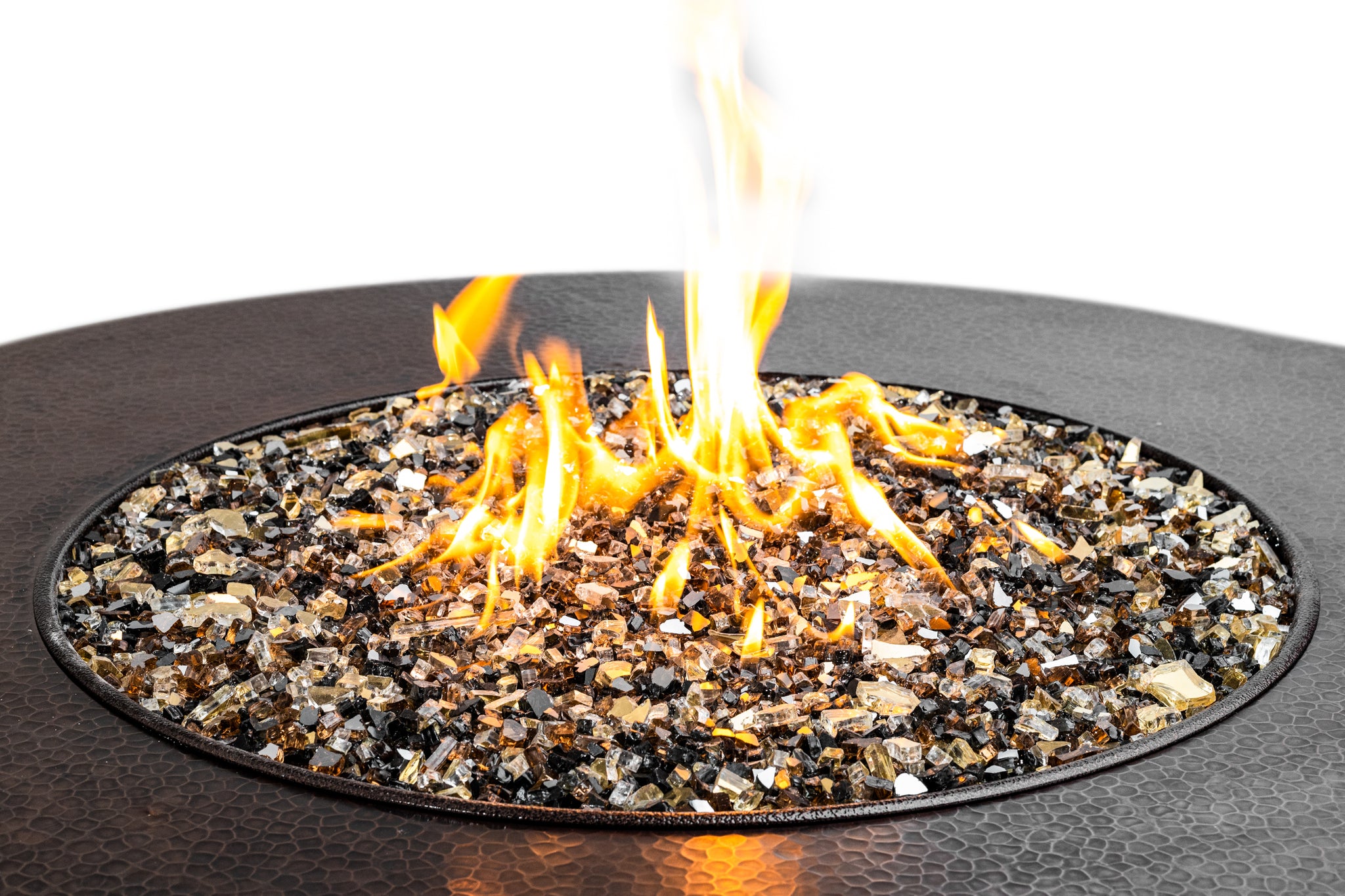 Oriflamme Mini 32'' Hammered Copper Fire Pit Table All Backyard Fun