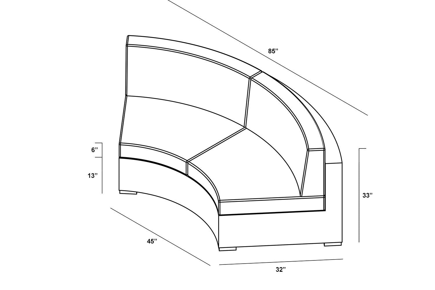 Cabo Curve Loveseat Dimensions