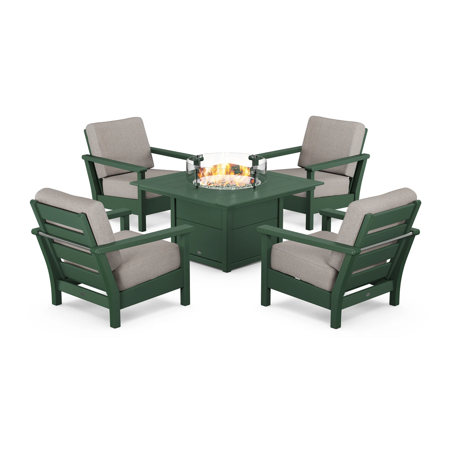 POLYWOOD Harbour 5-Piece Conversation Set with Firepit