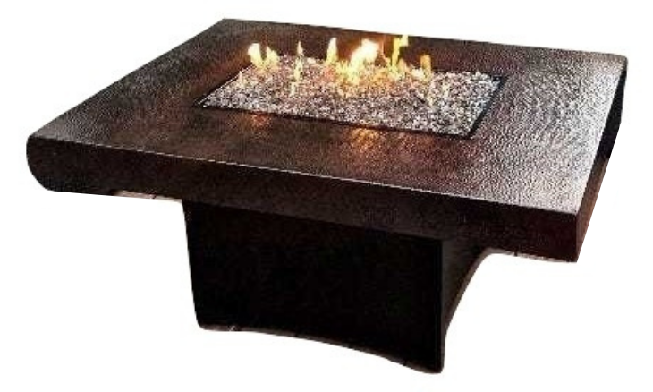 Oriflamme Hammered Copper Rectangle Gas Fire Pit Table