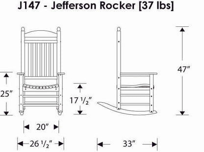 jefferson recycled plastic rocker chair  demension