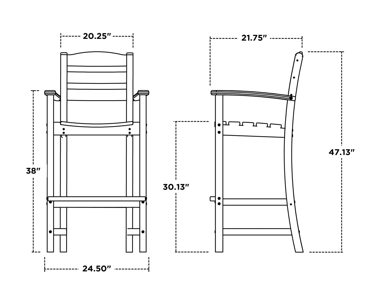 La Casa Café Bar Arm Chair - Dimensions 