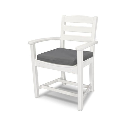 La Casa Cafe Dining Arm Chair White with Seat Cushion 