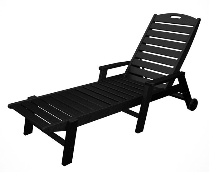 Nautical Wheeled Chaise with Arms - Black