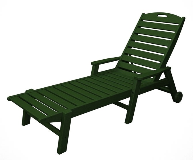 Nautical Wheeled Chaise with Arms - Green
