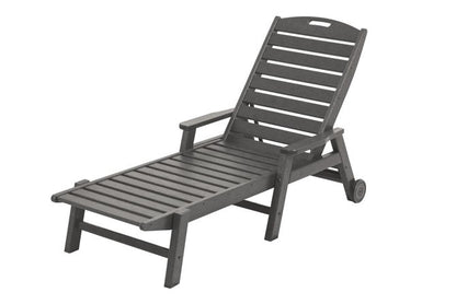 Nautical Wheeled Chaise with Arms - Grey
