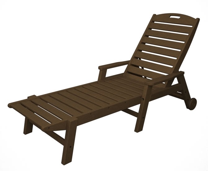Nautical Wheeled Chaise with Arms - Teak