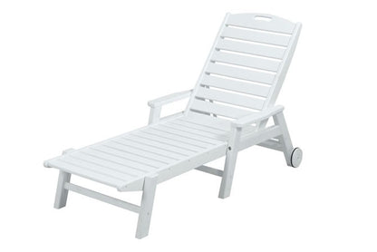 Nautical Wheeled Chaise with Arms - White