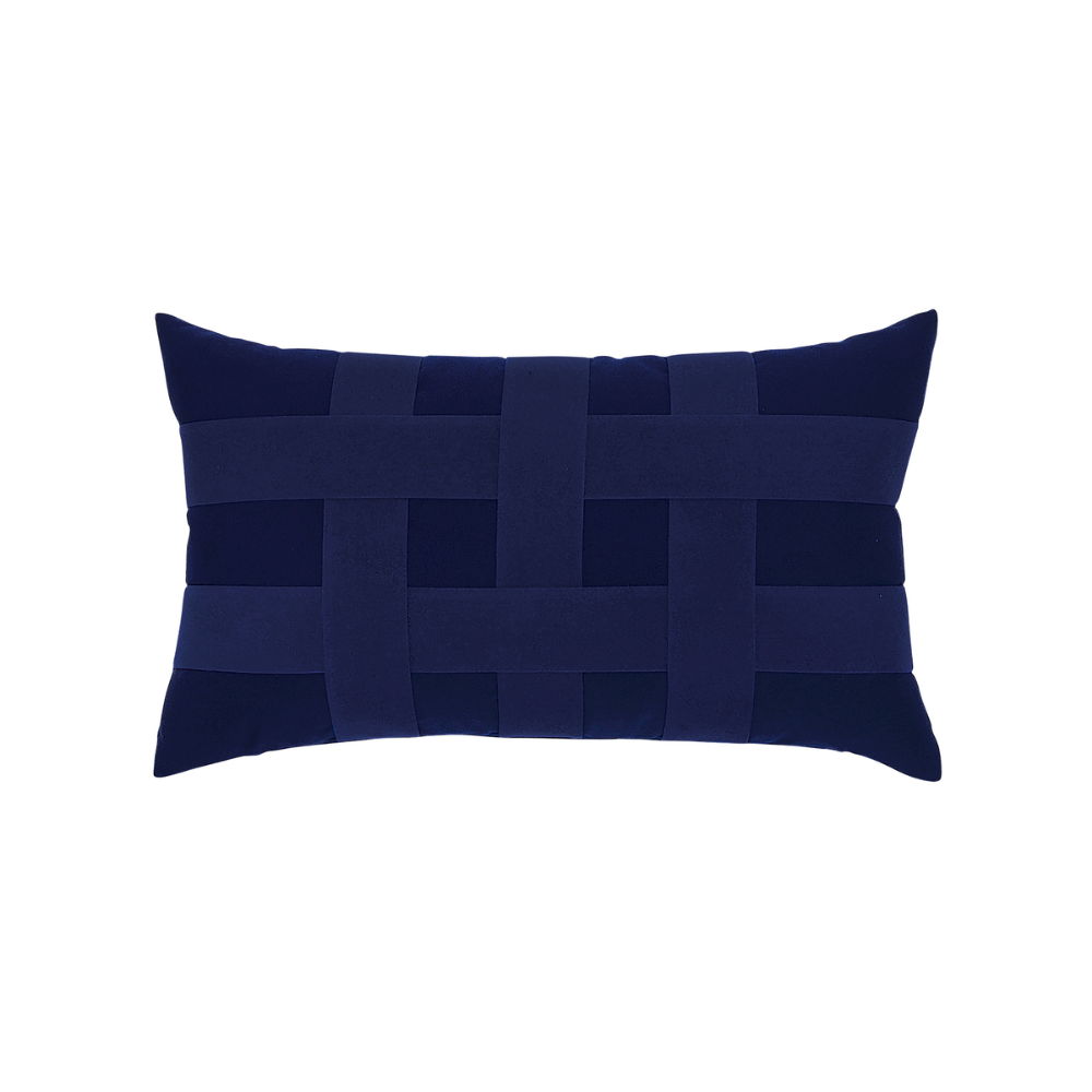 Elaine Smith Outdoor Basketweave Navy Lumbar