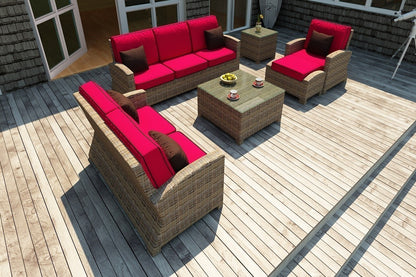 Bainbridge 3 Seater Sofa Lifestyle (Flagship Ruby w/ Canvas Bay Brown Welt)