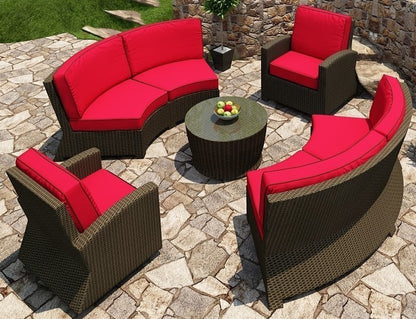 Cabo Wicker Curved Sectional Sofa 5 Piece Set