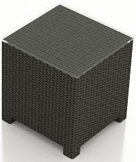 Cabo Wicker End Table with Glass Top