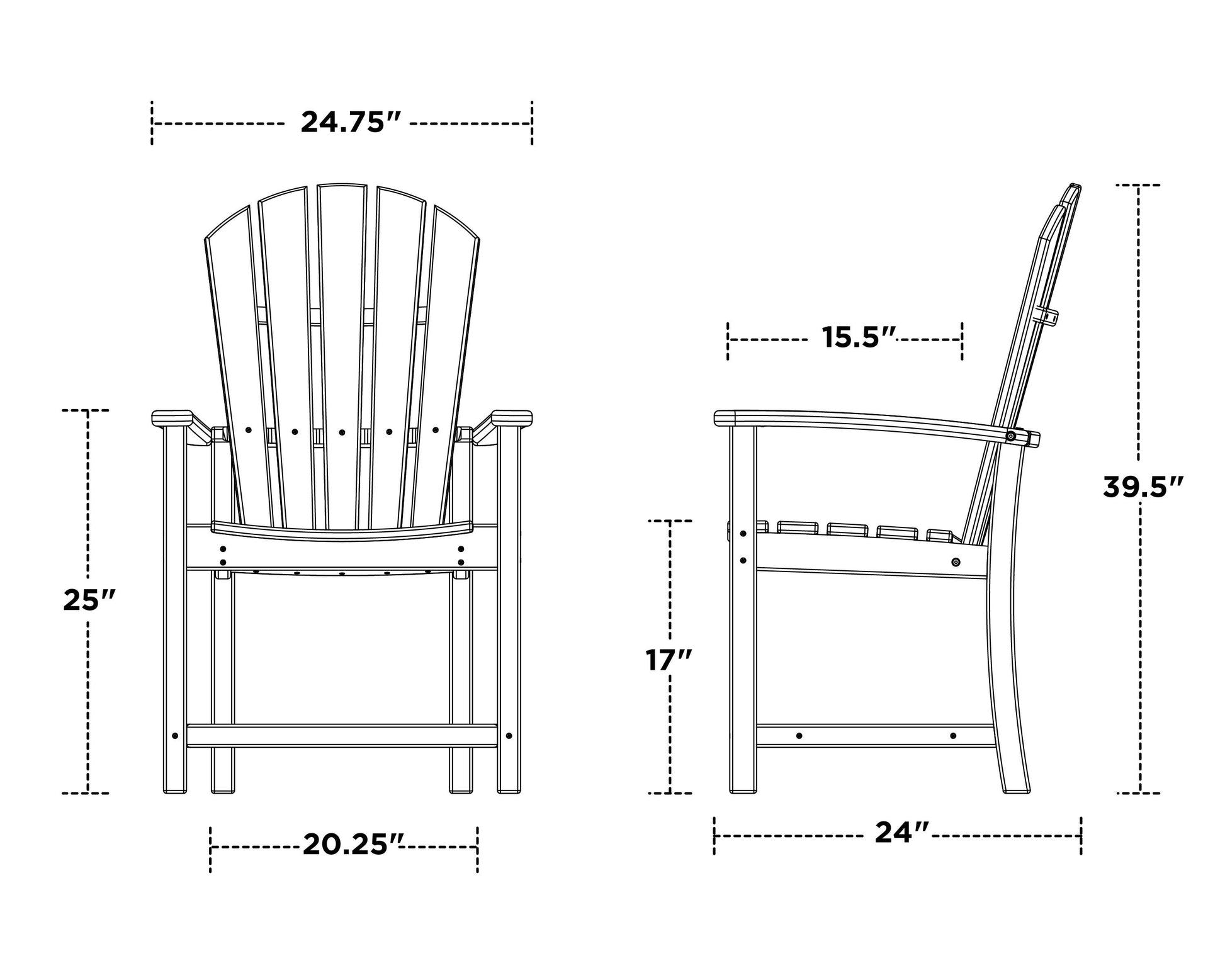 Polywood Palm Coast Dining Chair - Dimensions