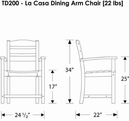 La Casa Cafe Dining Arm Chair Dimensions