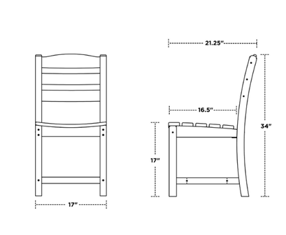 Side Armless Dining Chair Dimensions