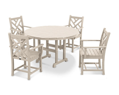 POLYWOOD Chippendale 5-Piece Round Arm Chair Dining Set