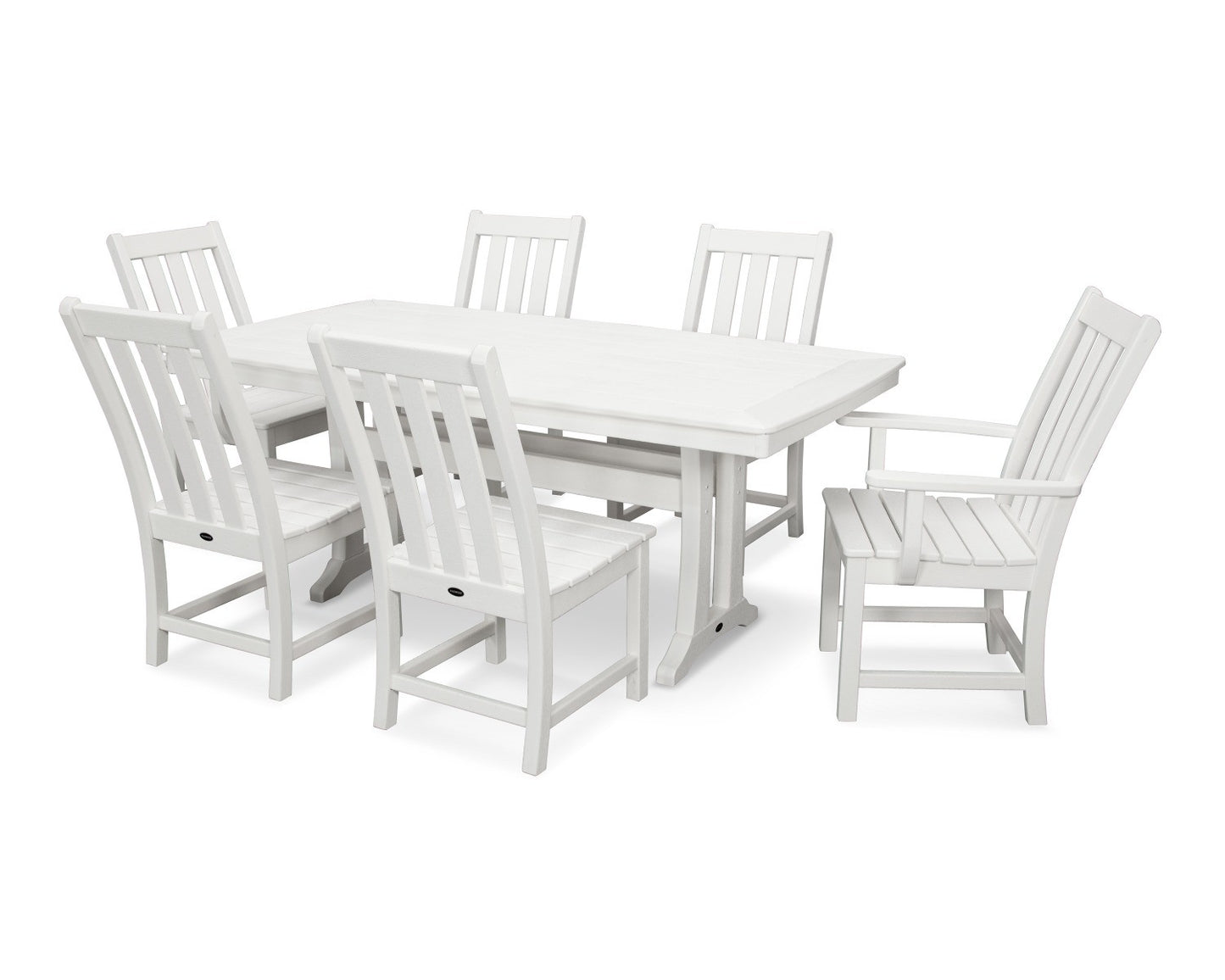 POLYWOOD Vineyard 7-Piece Nautical Trestle Dining Set