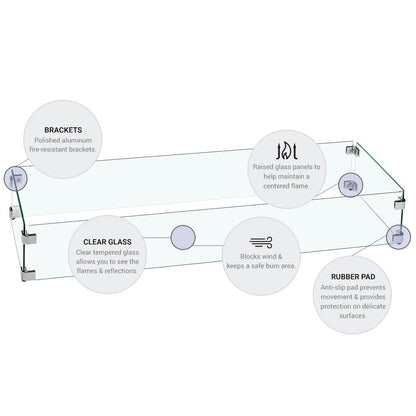 Rectangular Fire Table Fire Wind Guard 30 x 10