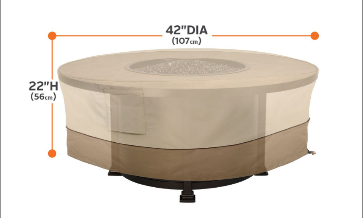 Beige Oriflamme Gas Fire Pit Table All Weather Cover